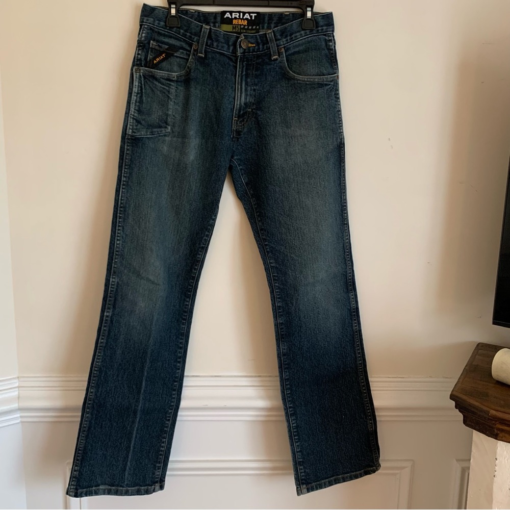 Ariat Rebar M5 Slim Straight Denim Blue Jeans Mens Size 30/32